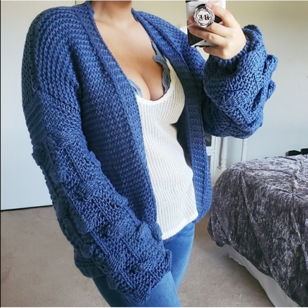 Tea & Cup Open Front Cardigan Sweater